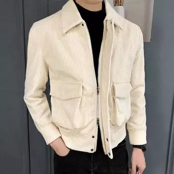 Осенняя мужская модная вельветовая куртка Casua Slim Fit Jacket L абрикосовый