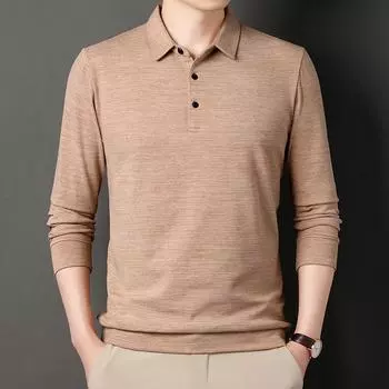 Осенняя мужская нижняя рубашка, тонкая футболка с длинными рукавами, мужской топ с лацканами с внутренней стороны, рубашка-поло, мужская футболка M