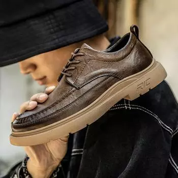 Осенняя мужская обувь Brock в британском стиле, деловая, повседневная, кожаная обувь, тренд из коровьей кожи, ретро, оснастка, обувь для досок 38 коричневый