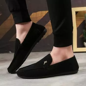 Осенняя мужская обувь Doudou большого размера, мягкая подошва, мужская повседневная обувь, корейская версия, однопедальная ленивая обувь, мужская обувь Doudou, мужская модная обувь 38