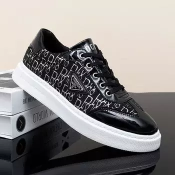 Осенняя мужская обувь Douyin Live Broadcast с низким верхом и толстой подошвой, повседневная спортивная обувь для сноубординга из кожи 38 белый