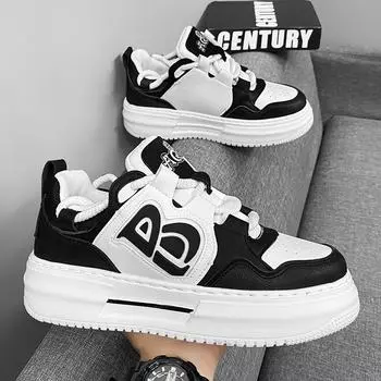 Осенняя мужская обувь, дышащие маленькие белые туфли, мужские студенческие трендовые спортивные туфли на платформе, повседневные туфли для сноуборда 39