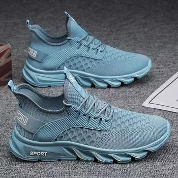 Осенняя мужская обувь из сетки 2025 года, новая мужская повседневная спортивная обувь из сетки с мушками, модная обувь для бега, мужская дышащая 39 серый