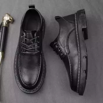 Осенняя мужская обувь, кожаная обувь, британский стиль, высокие свадебные повседневные туфли для жениха, деловые деловые рабочие ботинки 40