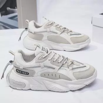 Осенняя мужская обувь, новые дышащие сетчатые туфли, мужская модная универсальная обувь для увеличения внутренней высоты, спортивная обувь для отдыха и бега, модная обувь для папы 39 серый