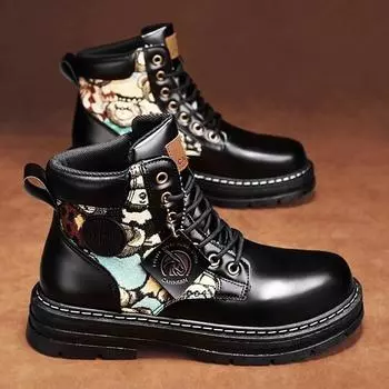 Осенняя мужская обувь, новые дышащие высокие ботинки Martin, мужская модная универсальная обувь с толстой подошвой, нескользящая, повседневная, короткие ботинки 39