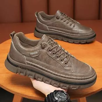 Осенняя мужская обувь, новые модные повседневные кроссовки высокого качества для мужчин, универсальные удобные нескользящие туфли на платформе со шнуровкой 39