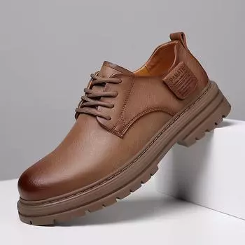 Осенняя мужская обувь, новые повседневные кожаные туфли, мужская деловая универсальная кожаная обувь, модная инструментальная обувь, мужская повседневная обувь 38 чёрный