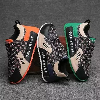 Осенняя мужская обувь Повседневная обувь Кожаная поверхность Мягкая подошва Кроссовки для ходьбы и бега 39