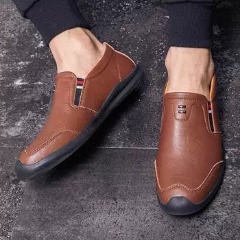 Осенняя мужская обувь, повседневная обувь Lofter, кожаные туфли, британские дикие, натуральная кожа, мужские туфли для вождения 38