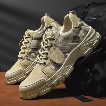 Осенняя мужская обувь с плоским дном, рабочая обувь, тканевая противоскользящая резиновая подошва, походные ботинки, модная обувь для активного отдыха 39 чёрный