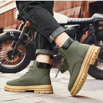 Осенняя мужская обувь, устойчивые водонепроницаемые высокие мотоциклетные ботинки, мягкая рабочая одежда, нескользящие желтые ботинки, мужские кроссовки 39