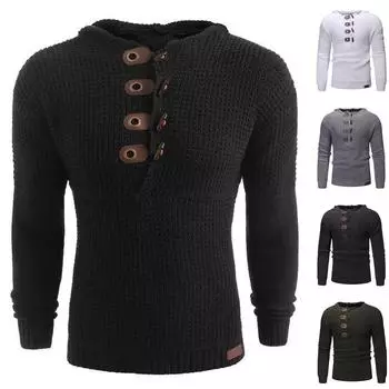 Осенняя мужская однотонная футболка с капюшоном и пуговицами коровьего цвета, приталенный топ с длинными рукавами XXL