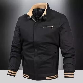 Осенняя мужская повседневная куртка с воротником-стойкой, корейская версия чистого хлопка, трендовая простая куртка с инструментами, однотонный молодежный топ, тонкий M красный