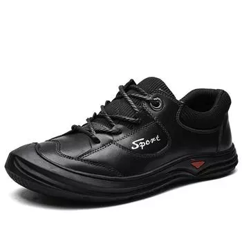 Осенняя мужская повседневная обувь из первого слоя коровьей кожи, мужская обувь из натуральной кожи, обувь для активного отдыха, обувь для хайкинга на платформе, нескользящая, обувь для альпинизма, мужская, трендовая 38