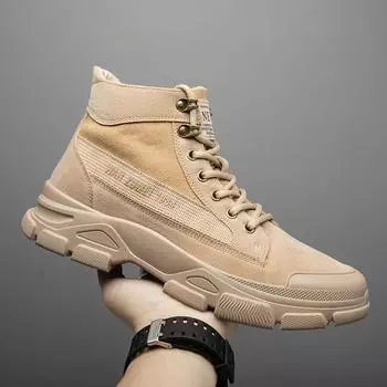 Осенняя мужская повседневная обувь с высоким берцем, новые модные мужские ботинки для активного отдыха, износостойкие нескользящие мужские походные ботинки Botas Para Hombre 39 бежевый