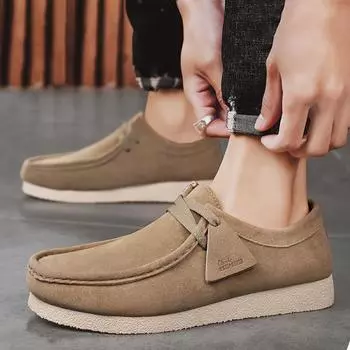 Осенняя мужская повседневная обувь, замшевые рабочие туфли, мужские удобные кроссовки на плоской подошве, британские деловые туфли для вечеринок, 44 39 серый
