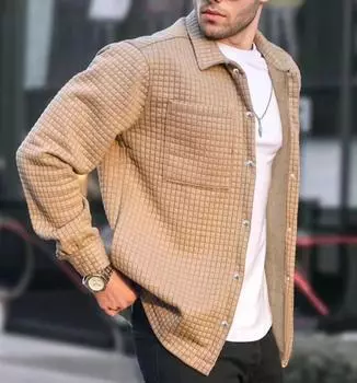 Осенняя мужская повседневная однотонная куртка с длинными рукавами и лацканами XXXL белый