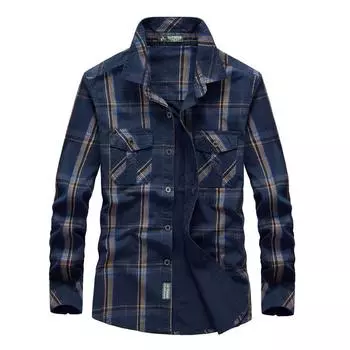 Осенняя мужская повседневная рубашка в клетку с длинным рукавом, рубашка большого размера в дюйме M