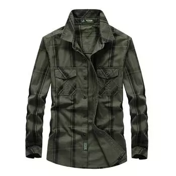 Осенняя мужская повседневная рубашка в клетку с длинным рукавом, рубашка большого размера в дюйме M