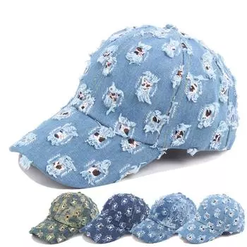 Осенняя мужская ретро-бейсболка с рваной окантовкой, женская выстиранная джинсовая кепка, модная шляпа Adjustable