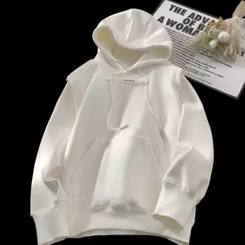 Осенняя мужская толстовка с капюшоном и защитой шеи, с капюшоном, большим карманом, эластичными манжетами и подолом, пуловер для спорта, фитнеса, путешествий, школы, топ L чёрный