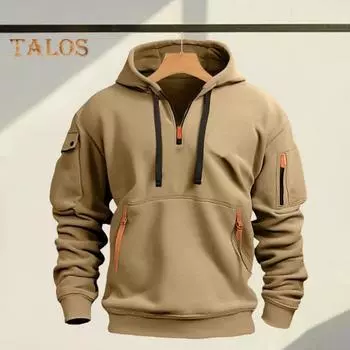 Осенняя мужская толстовка с капюшоном, завязками на завязках, карманами на молнии, эластичными манжетами и подолом, пуловер для спорта, фитнеса, путешествий, школы, топ S серый