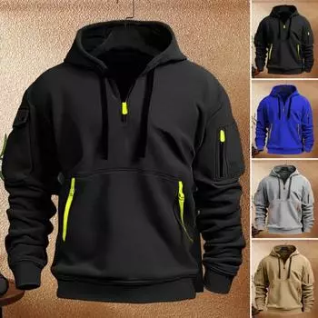Осенняя мужская толстовка с капюшоном, завязками на завязках, карманами на молнии, эластичными манжетами и подолом, пуловер для спорта, фитнеса, путешествий, школы, топ S серый