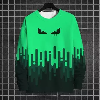 Осенняя мужская толстовка с круглым вырезом и принтом «кошачий глаз» с капюшоном, пуловер, простая мужская одежда, футболки с длинным рукавом большого размера для мужчин S