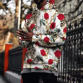 Осенняя мужская тонкая толстовка с принтом красной цепочки и розы, повседневная, удобная толстовка с 3D цифровой печатью для мужчин и женщин, бейсбольная форма для пар XS красный