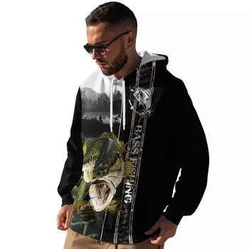 Осенняя мужская тонкая толстовка с принтом рыбных букв, повседневная удобная толстовка с 3D цифровой печатью для мужчин и женщин, бейсбольная форма для пар XS чёрный