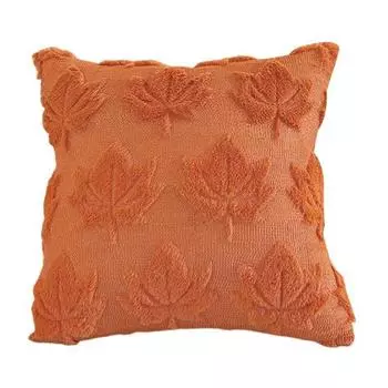 Осенняя наволочка плюшевая из искусственного меха с 3D-листьями в стиле фермерского дома бохо, наволочка на подушку с невидимой молнией 45x45cm