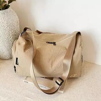 Осенняя нейлоновая большая сумка, простая повседневная, большой емкости, легкая, однотонная сумка-мессенджер через плечо, сумка-тоут хаки