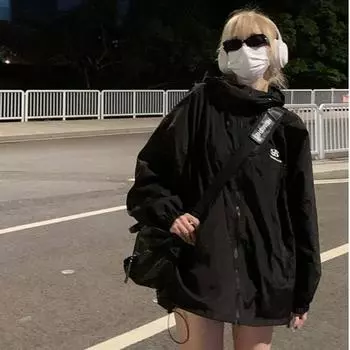 Осенняя непромокаемая куртка с капюшоном, женская однотонная куртка на молнии, техническая одежда, ветровка, корейская модная одежда Y2k, плащ S зелёный