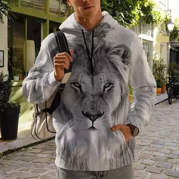 Осенняя новая 3D красочная мужская тонкая толстовка с капюшоном с принтом шрама льва, повседневная удобная 3D цифровая печать, мужская толстовка с капюшоном XS чёрный