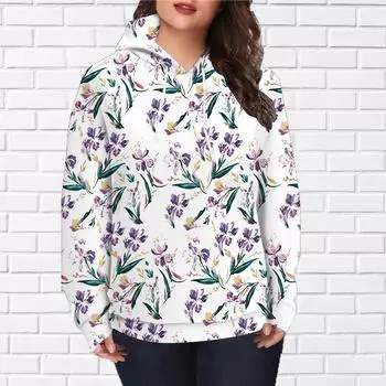 Осенняя новая 3D-печатная цифровая фиолетовая цветочная печать с капюшоном женская бейсбольная форма XS красный