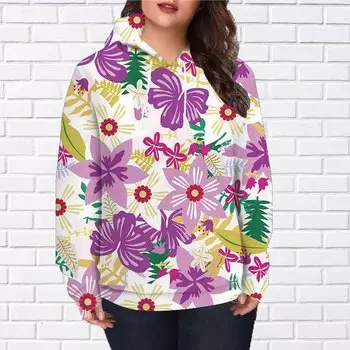 Осенняя новая 3D-печатная цифровая гигантская цветочная печать с капюшоном женская бейсбольная форма XS зелёный