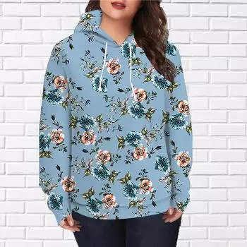 Осенняя новая 3D-печатная цифровая камелия с капюшоном для женщин бейсбольная форма XS синий