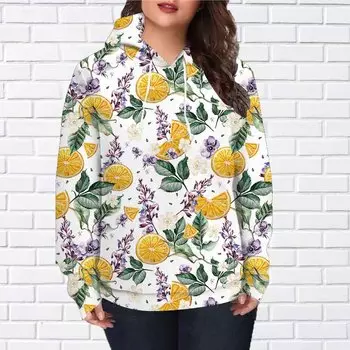 Осенняя новая 3D-печатная цифровая лимонная толстовка с капюшоном женская бейсбольная форма XS жёлтый