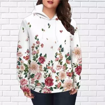Осенняя новая 3D-печатная цифровая толстовка с плавающим цветочным принтом и женской бейсбольной формой XS чёрный