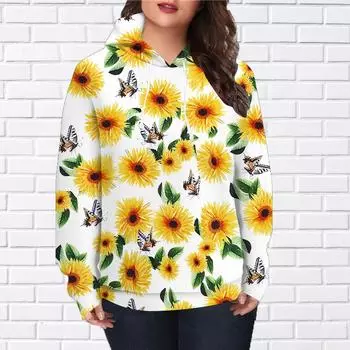 Осенняя новая 3D-печатная цифровая толстовка с принтом хризантем для женщин, бейсбольная форма XS жёлтый