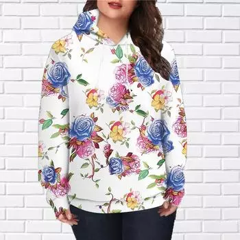 Осенняя новая 3D-печатная цифровая толстовка с капюшоном и женской бейсбольной формой с принтом роз XS чёрный