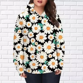 Осенняя новая 3D-печатная цифровая толстовка с белой маргариткой и женской бейсбольной формой XS белый