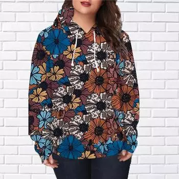 Осенняя новая 3D-печатная цифровая увядшая цветочная печать с капюшоном женская бейсбольная форма XS жёлтый