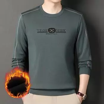 Осенняя новая бархатная и толстая футболка с длинными рукавами, мужская рубашка с круглым вырезом, модный бренд, все топы M