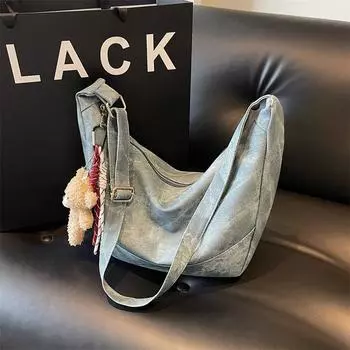 Осенняя новая большая сумка для поездок на работу с ленивым ветром, повседневная сумка через плечо, сумка-мессенджер с подвеской высокой фактуры, сумка-тоут 44*12*20