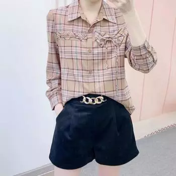 Осенняя новая брендовая рубашка Counter Han Style в корейском стиле, повседневная, универсальная, с длинными рукавами, в клетку M