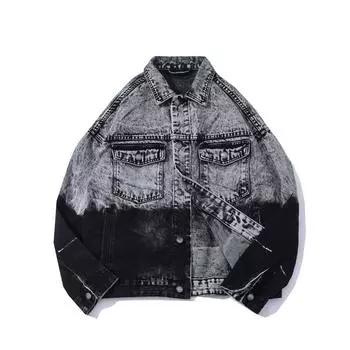 Осенняя новая цветная рабочая куртка с карманами и лацканами, мужская свободная джинсовая куртка в японском стиле в стиле ретро и хип-хоп M
