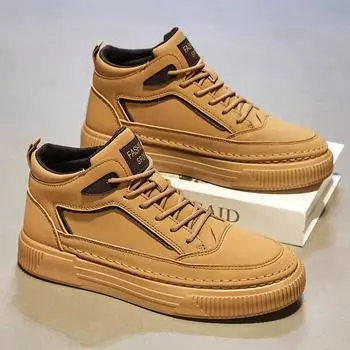 Осенняя новая детская обувь Сеть Красные маленькие желтые ботинки Ботинки Высокие рабочие ботинки Помощь Большие детские модные ботинки 39