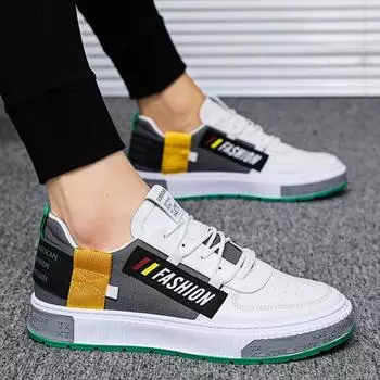 Осенняя новая дышащая трендовая мужская обувь, повседневная спортивная обувь, модные кроссовки на шнуровке, индивидуальная универсальная обувь 43 зелёный